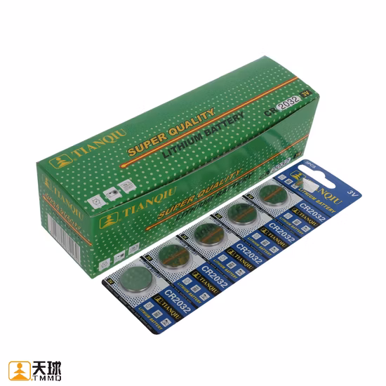 Tianqiu Cr2032 Lithium 3V Button Cell Dry Battery Carbon Zinc Alkaline Factory