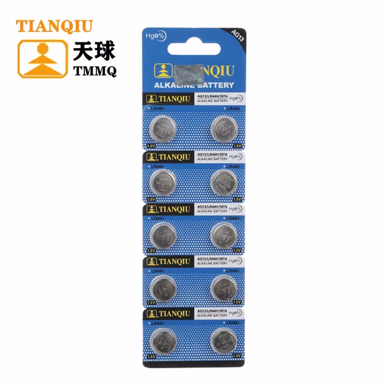 Tianqiu AG13 Alkaline Lr44 Button Cell 1.5V Watch Dry Battery Factory Wholesale